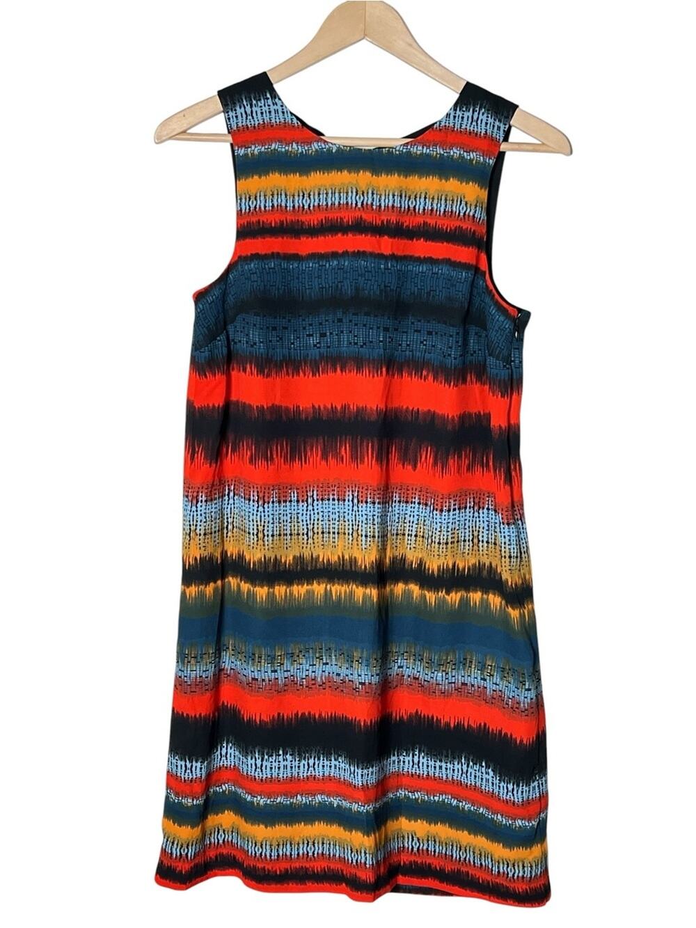 Kensie Sleeveless Striped Shift Dress - Red, Blue & Yellow size small S B124